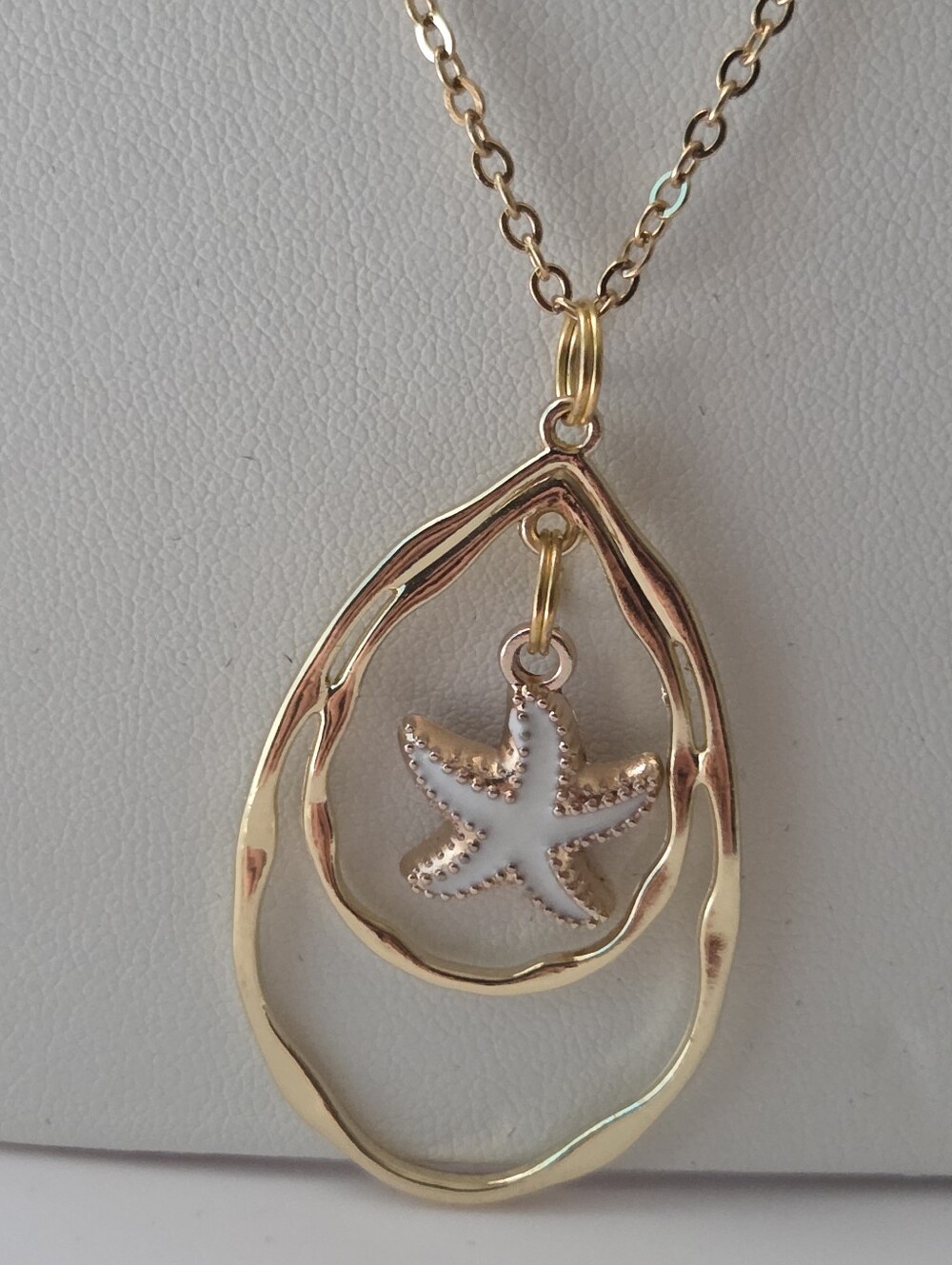 Starfish Pendant Necklace - White Enamel Accent